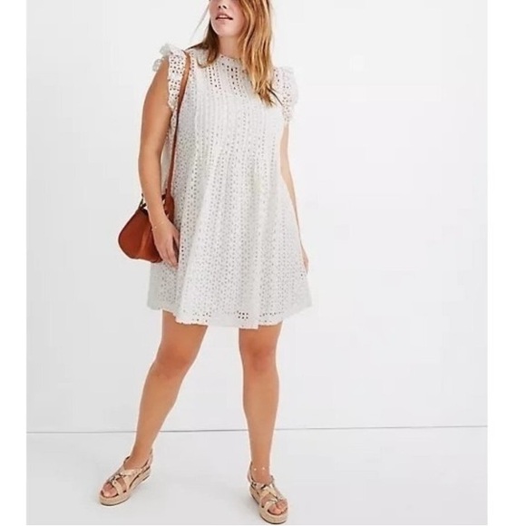 Madewell eyelet pintucked dress (no slip) sz XL - Picture 1 of 9